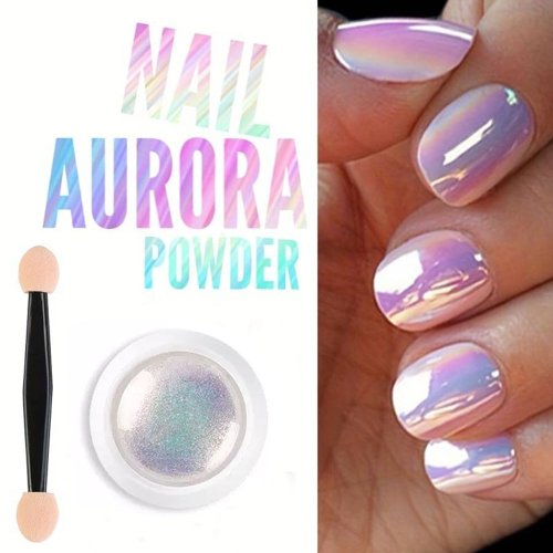 Image de Poudre à Ongles Effet Perle Miroir Arc-en-Ciel