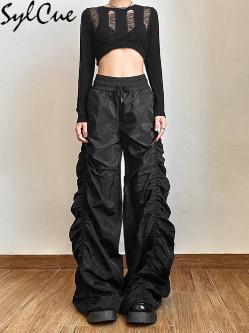 Image of High-Waisted Wide Leg Lantern Pants for Women – Loose, Casual, Avant-Garde Fashion with Confidence-Boosting Design