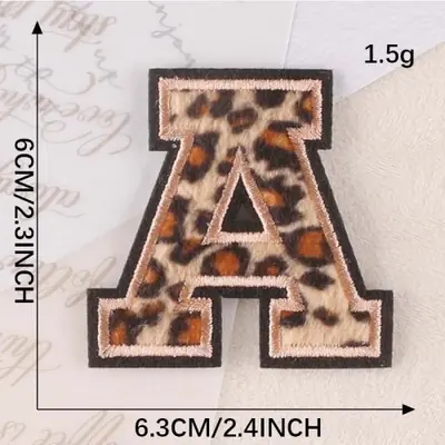Image de Patchs Lettres Alphabet A-Z - Autocollants Broderie Léopard