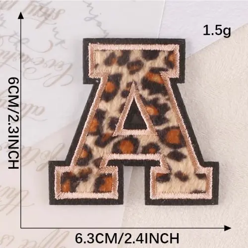Image de Patchs Lettres Alphabet A-Z - Autocollants Broderie Léopard