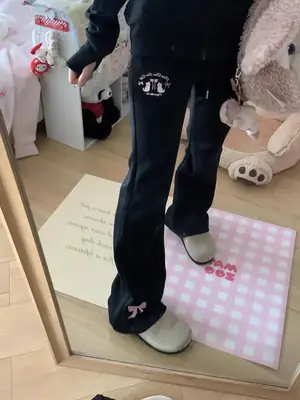 Image de Pantalon Vintage Brodé Japonais - Style Harajuku Y2K
