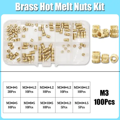 Image de Ecrous Thermofusibles en Laiton M2 à M8 - Kit Complet pour Impression 3D