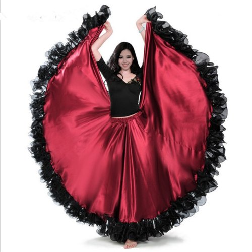 Bild von Flamenco-Kostüm in Rot mit Goldmünzen – Elegantes Tanzkleid für Frauen