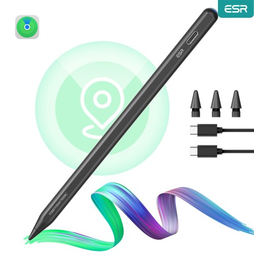 Imagen de Pluma Digital ESR Compatible con iPad 2018-2025, Soporte Find My, Geolocalización, Carga Rápida para iPad Pro 12.9, 13, 11 y iPad Air 11, 13 Pulgadas
