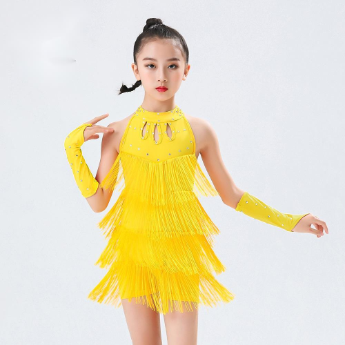 Imagen de Vestido de Baile Latino con Flecos Brillantes