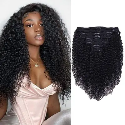 Image de Extensions de Cheveux Brésiliens Remy Crépus Bouclés - 8 Pièces