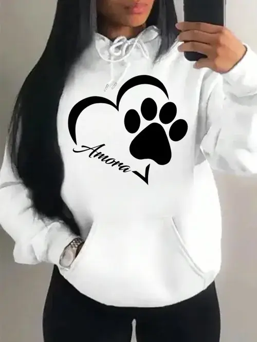 Image de Sweat à capuche femme amour chat - Mode automne confortable