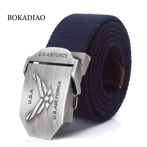 Immagine di Cintura Militare da Uomo in Tela di Cotone Robusta con Fibbia Metallica, Stile US Air Force, Cintura Tattica per Jeans e Abbigliamento Casual
