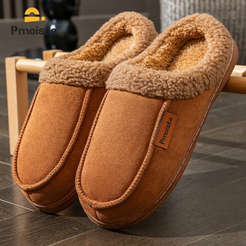 Immagine di Pantofole da Uomo in Pelle Scamosciata con Suola in TPR Antiscivolo, Interno Morbido e Caldo con Cuscino in Memory Foam – Scarpe da Soggiorno Comode e Durature