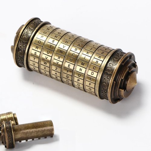 Image of Da Vinci Code Inspired Cryptex Puzzle Box with Hidden Compartment – Elegant Storage for Rings, Jewelry & Valuables – Perfect Romantic Gift