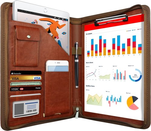 Immagine di Cartella A4 Multifunzionale in Pelle - Organizzatore Professionale
