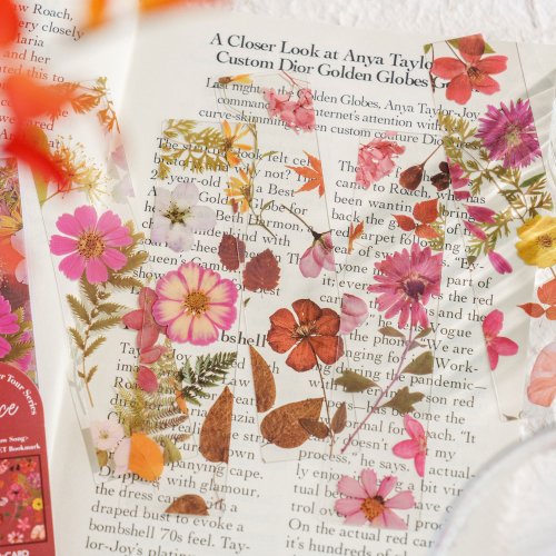Bild von 5er Set Jahreszeiten-Blumen-Lesezeichen aus PVC – Transparente, Retro-Buchmarken für Bücher und Reisen