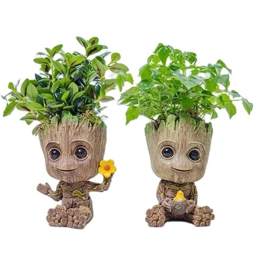 Image of Handcrafted Miniature Groot Figurine – Adorable Cartoon Tree Man Ornament for Desk, Office, or Home Decor – 5cm Collectible Craft Decoration