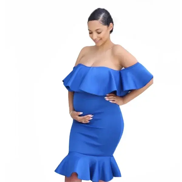 Image de Robe de Grossesse Élégante à Épaules Dénudées