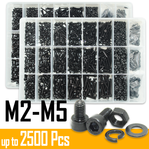 Imagen de Juego de Tornillos Allen Hexagonales Negros - 2500 Piezas