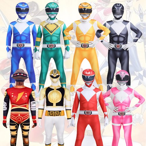 Image of Samurai Sentai Shinkenger Cosplay Costume - Morphing Superhero Jumpsuit with Mask for Halloween, Birthday Parties & Fantasia Events