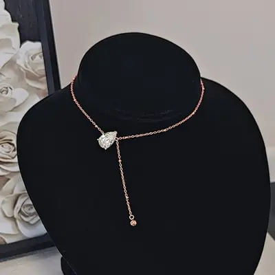 Image de collier avec pendentif goutte d eau en moissanite pour femme 1 2 3carat certifié gra coupe poire solitaire diamant chaîne de cou en argent s925