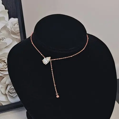 Image de collier avec pendentif goutte d eau en moissanite pour femme 1 2 3carat certifié gra coupe poire solitaire diamant chaîne de cou en argent s925