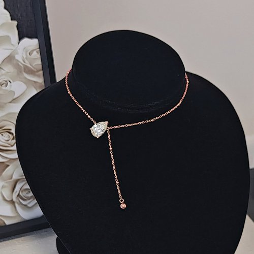 Image de collier avec pendentif goutte d eau en moissanite pour femme 1 2 3carat certifié gra coupe poire solitaire diamant chaîne de cou en argent s925