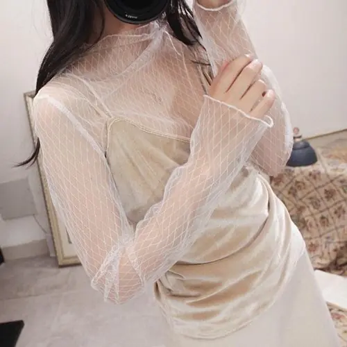 Image de Haut Transparent Col Roulé Femme - Style Sexy & Élégant