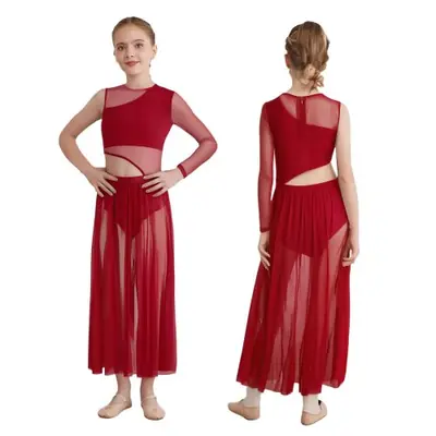 Image de Justaucorps Danse Enfant - Maille Transparente & Manches Longues