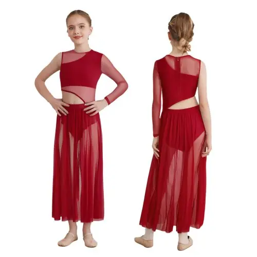 Image de Justaucorps Danse Enfant - Maille Transparente & Manches Longues