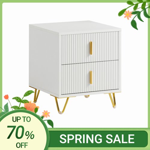 Image of Sobuy FBT115 2-Drawer Bedside Table – Stylish & Functional Nightstand for Box Spring Beds, Sofas, and Living Spaces