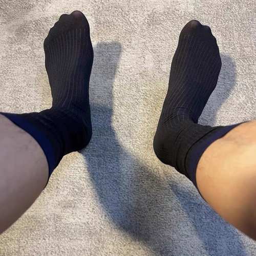Imagen de Medias sexis transparentes para hombre, calcetines de tubo de altura ultrafinos, calcetines de negoc...