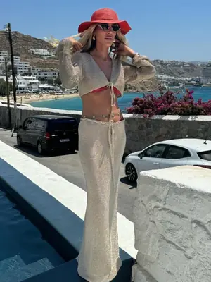 Image de Ensemble tricoté deux pièces sexy plage manches longues