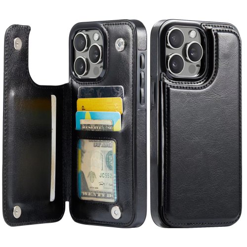 Bild von PU-Lederhülle für iPhone 16, 15, 14 Plus, 13, 12 Mini, 11 Pro Max – Mit Standfunktion, Kartenfach, Doppeltem Magnetverschluss und Stoßschutz