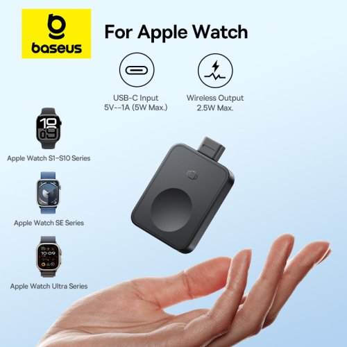 Image of Baseus MagPro Magnetic Wireless Charger for Apple Watch Series 1 to 10, SE, and Ultra – 5W Fast Charging Stand with Secure Magnetic Alignment