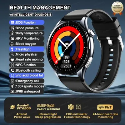 Image de Montre Connectée Santé 2025 - ECG, PPG, Suivi Cardio & Acide Urique