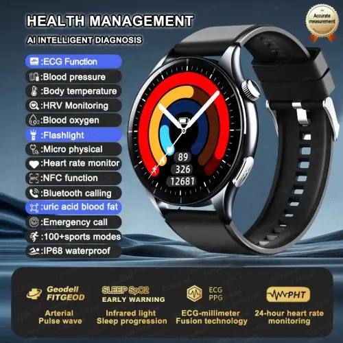 Image de Montre Connectée Santé 2025 - ECG, PPG, Suivi Cardio & Acide Urique