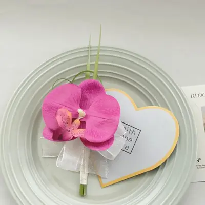 Image de Boutonnière & Corsage de Poignet - Fleur Artificielle Phalaenopsis