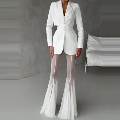 Image de Pantalon Élégant Taille Haute Transparent - Style Sexy & Moderne