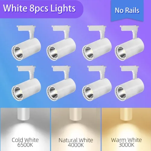 8PCS White No Rails