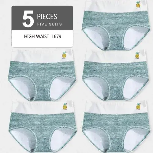 Image de Lot de 5 Culottes Taille Haute en Coton pour Femme