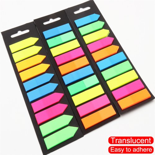 Immagine di Blocco Note Adesivi Colorati da 200 Fogli, Post It Trasparenti con Segnalibri, Memo Pad per Ufficio e Scuola – Forniture di Cancelleria Pratiche e Organizzative