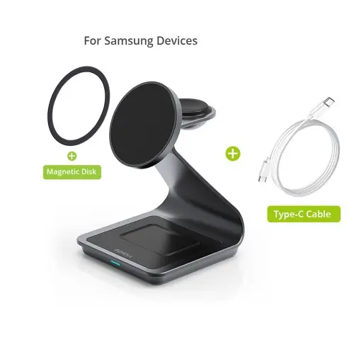 Image de Chargeur Sans Fil 3-en-1 pour Samsung Galaxy S24 Ultra, Watch & Écouteurs