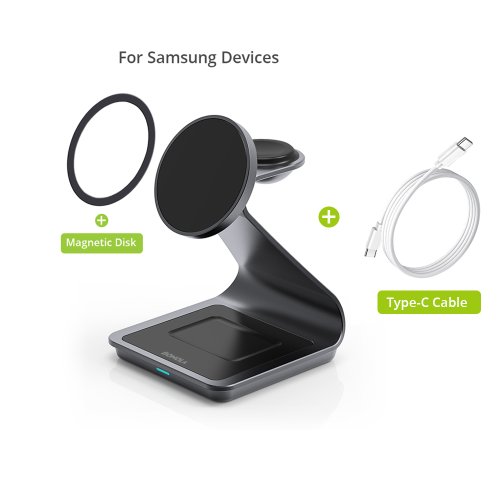 Afbeelding van Bonola Magnetisch 3-in-1 draadloos laadstation voor Samsung S24 Ultra/S25 25w snellaadstandaard voor Galaxy Watch 7/6/5/oordopjes