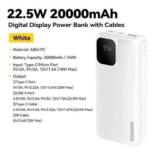 20000 mAh Weiß