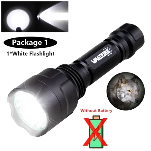 Imagen de Linterna táctica LED para caza, linterna verde/roja/blanca, recargable por USB, 350LM, alcance de 60...