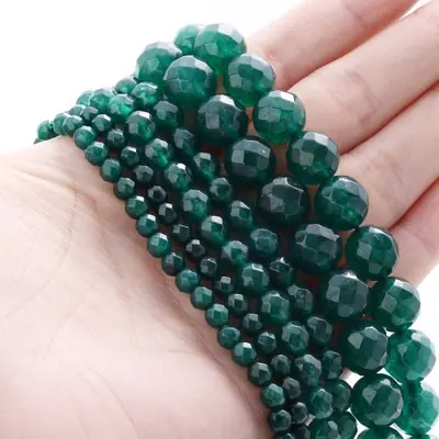 Image de Perles Naturelles Vertes - Émeraude, Jade & Calcédoine