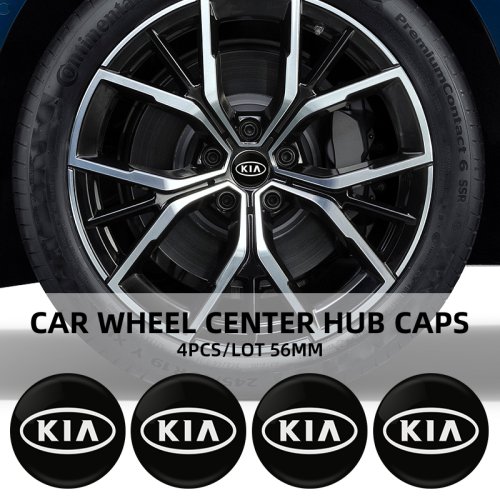 Afbeelding van 4 stuks 56mm Auto Wiel Center Hub Cap Badge Emblem Decal Wiel Sticker Voor Kia Rio 3 4 Ceed Cerato Sportage Soul Sorento K2 K5 Flip