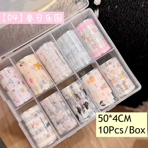 Image de 10 Rouleaux Nail Art - Décalcomanies Ongles Étoiles, Oiseaux & Feuilles