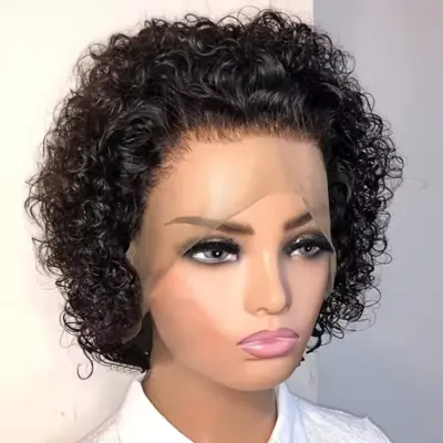 Image de Perruque Courte Bob Dentelle Frontale Cheveux Humains Brésiliens