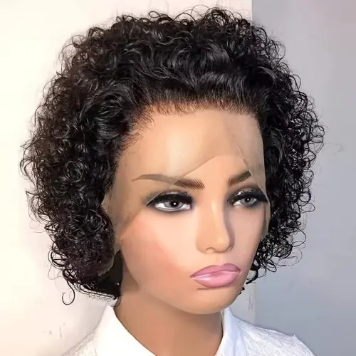 Image de Perruque Courte Bob Dentelle Frontale Cheveux Humains Brésiliens