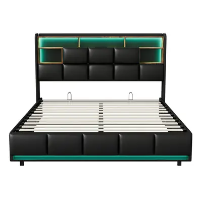 Image de Lit Double 140x200 avec Coffre Hydraulique & LED