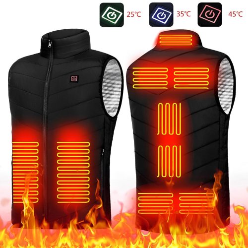 Image of Customizable New Hot Selling Electric Heating Vest Coats Jackets Vests 9 Areas Black JRBX9869