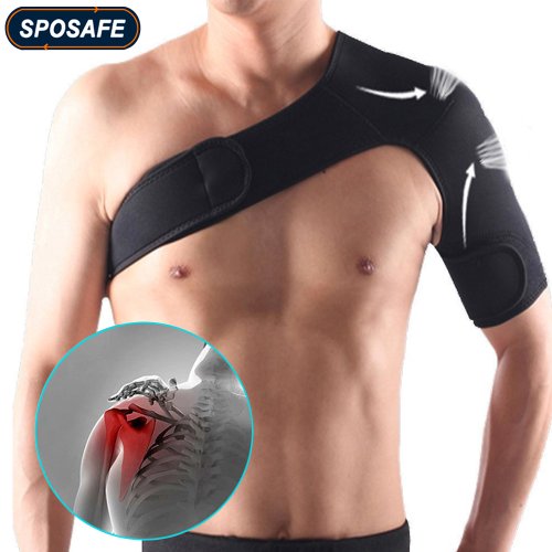 Imagen de Soporte de Hombro Ajustable con Correa Protectora para Espalda y Cinturón de Compresión - Ideal para Gimnasio, Deportes y Rehabilitación - Negro, Unisex